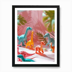 Pastel Toy Dinosaur Party 1 Art Print