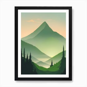 Misty Mountains Vertical Background In Green Tone 34 Art Print