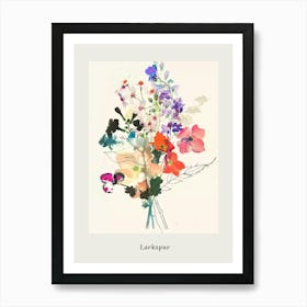 Larkspur 2 Collage Flower Bouquet Poster Art Print