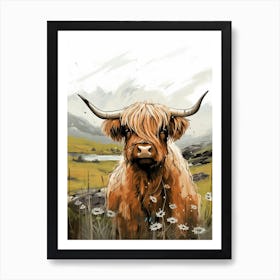 Highland Cow Illustration 1 Art Print