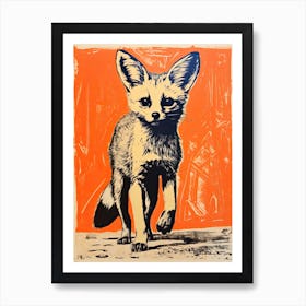 Fennec Fox, Woodblock Animal Drawing 1 Art Print