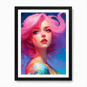 Pink Haired Girl-Reimagined Art Print