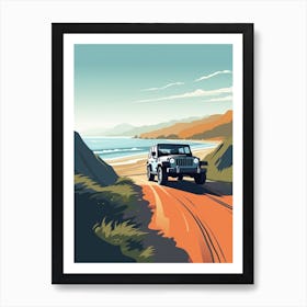 A Jeep Wrangler In The Pacific Coast Highway Car Illustration 3 Art Print