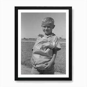 Little Boy With Sack Of Vegetables From The Community Garden At The Casa Grande Valley Farms, Pinal County Art Print