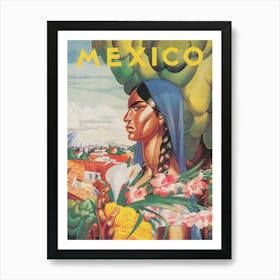 Mexican Woman Vintage Travel Poster Art Print