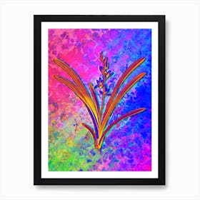 Boat Orchid Botanical in Acid Neon Pink Green and Blue n.0100 Art Print