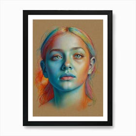 Girl With Colorful Hair 1 Art Print