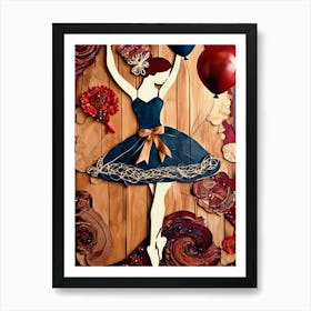 Ballerina Wood Collage Art Print