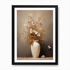 Forget Me Not, Autumn Fall Flowers Sitting In A White Vase, Farmhouse Style 2 Art Print