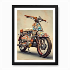 Vintage Colorful Scooter 12 Art Print