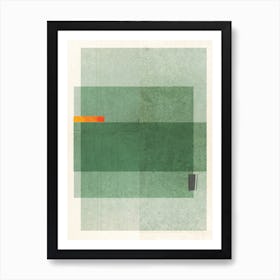 Green Blocky Abstract Art Art Print