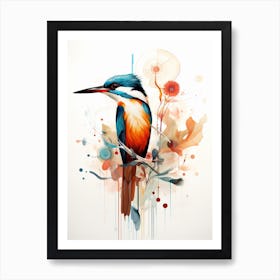 Bird Painting Collage Kingfisher 1 Art Print