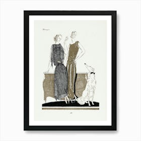 Two Women And A Dog Art Print