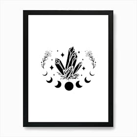 Moon And Crystals Art Print