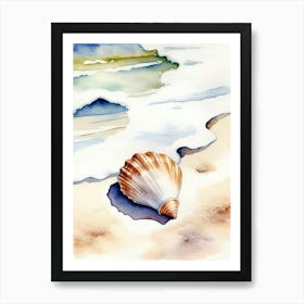 Seashell on the beach, watercolor painting 1 Art Print