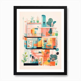 A House In Barcelona, Abstract Risograph Style 2 Art Print