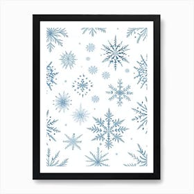Pattern, Snowflakes, Pencil Illustration 4 Art Print