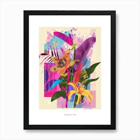 Kangaroo Paw 4 Neon Flower Collage Poster Art Print