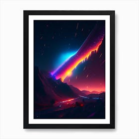Comet Neon Nights Space Art Print