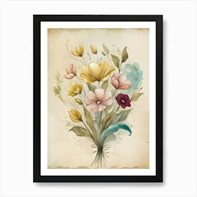 Watercolor Flowers Bouquet 3 Art Print