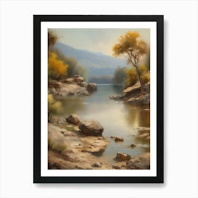 Forest Lake,Vintage Oil Painting,Farm Wall Decorations,Vintage Landscape,Vintage Landscape Oil Painting.26 Art Print