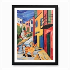 Painting Of A Cat In Athens Greece 6 Art Print