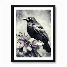 Crow In Bloom 1 Art Print