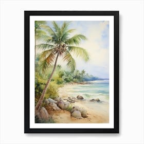 Watercolor Of A Tropical Beach 1 Art Print