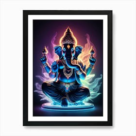 Ganesha Neon Art Art Print