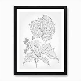 Hibiscus Herb William Morris Inspired Line Drawing 3 Art Print