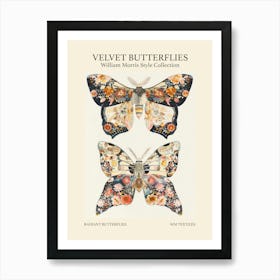 Velvet Butterflies Collection Radiant Butterflies William Morris Style 6 Art Print