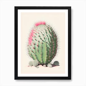 Acanthocalycium Cactus Retro Drawing 2 Art Print