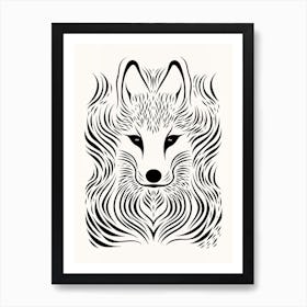 Linocut Fox Abstract Line Illustration 11 Art Print