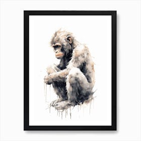 Watercolour Thinker Monkey 7 Art Print