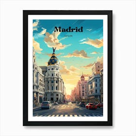 Madrid Spain Sunrise Travel Art Illustration Art Print