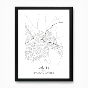 Lebrija,Spain Minimalist Map Art Print