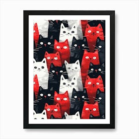 Repeatable Artwork With Cute Cat Faces 3 Art Print