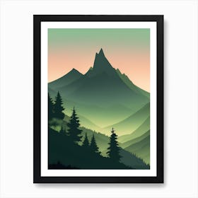 Misty Mountains Vertical Composition In Green Tone 109 Art Print