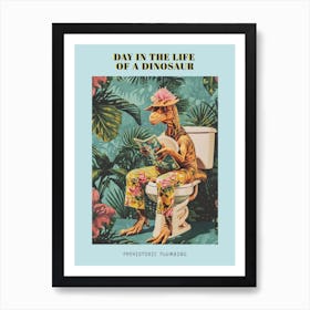 Retro Dinosaur & A Toilet 1 Poster Art Print