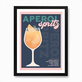 Navy Aperol Spritz Cocktail Art Print