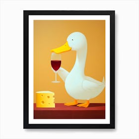 Duck With Wine And Cheese Art Print