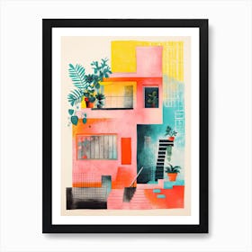 A House In Barcelona, Abstract Risograph Style 7 Art Print