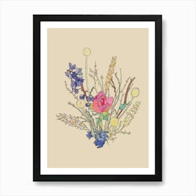 Autumn Dried Flower Bouquet Art Print