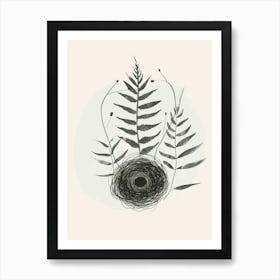 Birds Nest Fern Plant Minimalist Illustration 5 Art Print