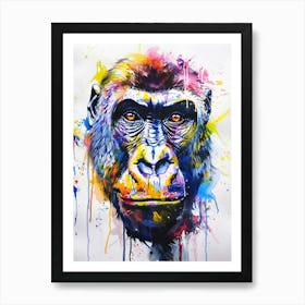 Gorilla Colourful Watercolour 2 Art Print