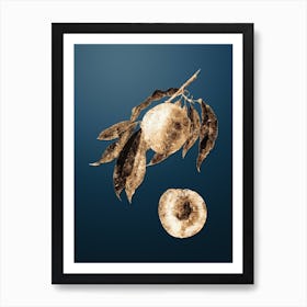 Gold Botanical Peach on Dusk Blue n.3141 Art Print