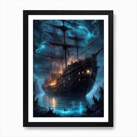 Ship In The Dark Art Print