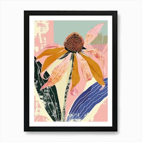 Colourful Flower Illustration Coneflower 4 Art Print