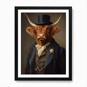 Royal Highland Cow Vintage Print, Victorian Animal Portrait, Dressed Farm Animal Altered Art, Renaissance Animal Animal Lover Gift Art Print