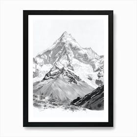 Huascaran Peru Line Drawing 8 Art Print